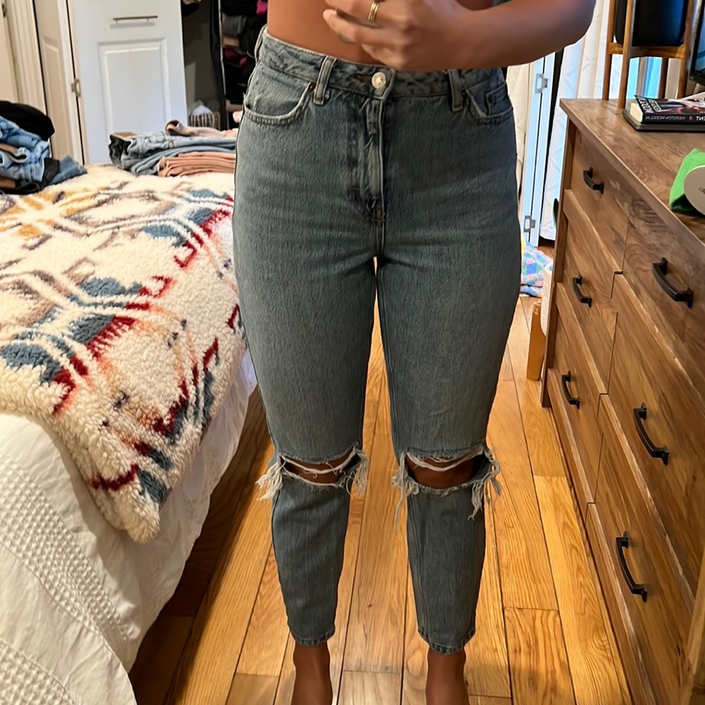 Topshop mom jeans in light denim